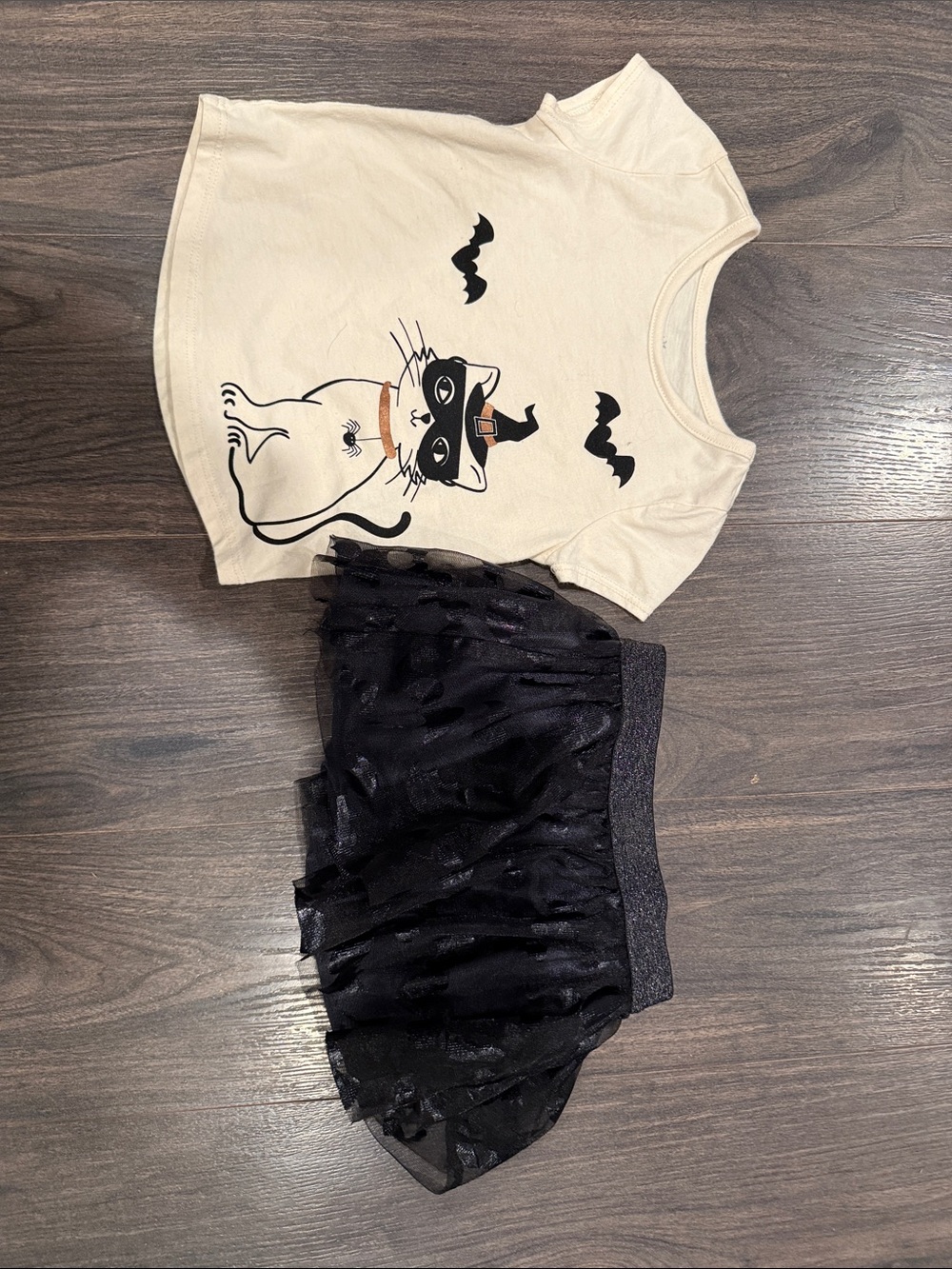 Celebrate Halloween Cream Graphic Tee with Black Tulle Skirt size 12 months 6:10